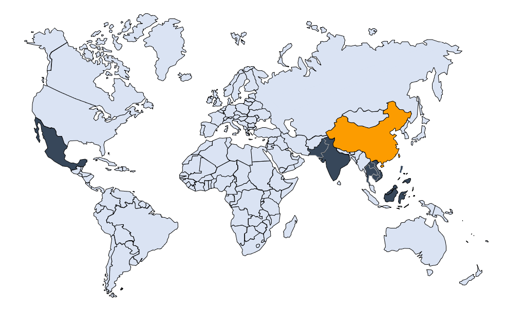 Map of sourcing countries