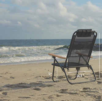 beach chair sitting on the sand on a sunny day at the beach