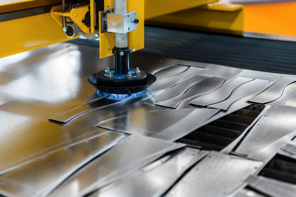 a single piece of steel being laser cut