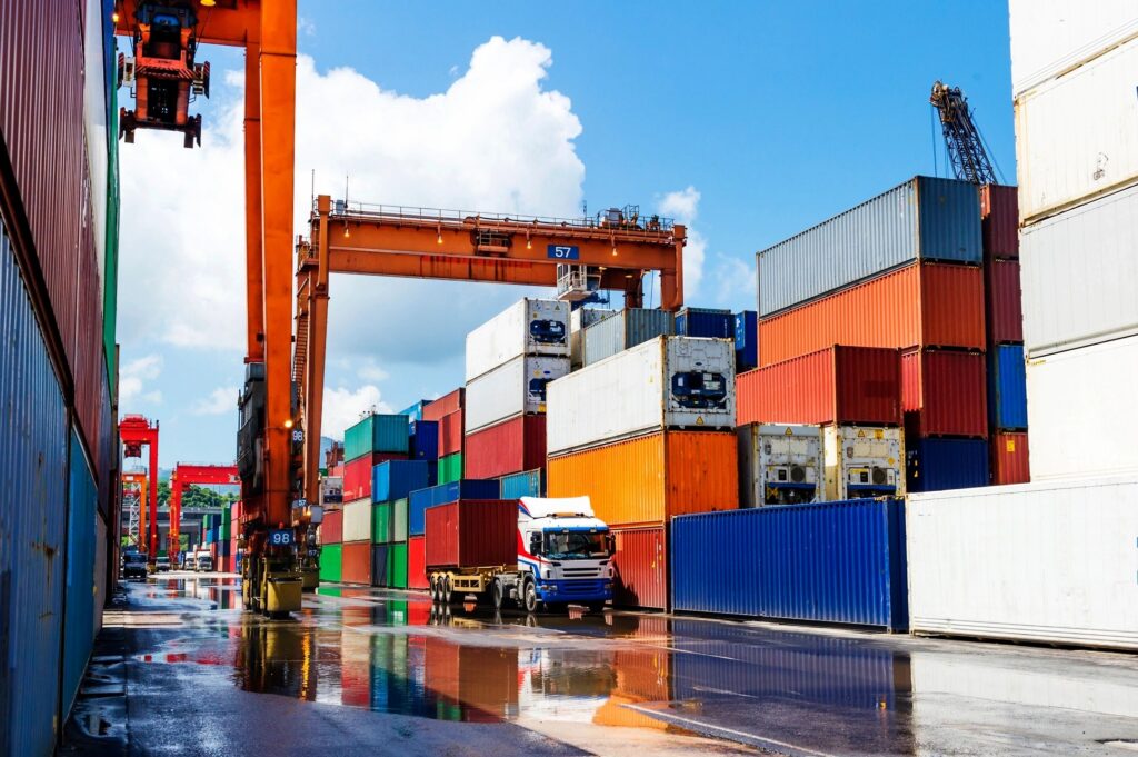 shipping containers at a port during the day