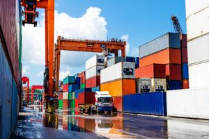 shipping containers at a port during the day